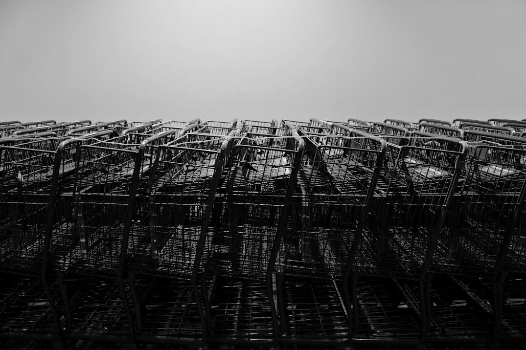 two shopping carts in supermarket